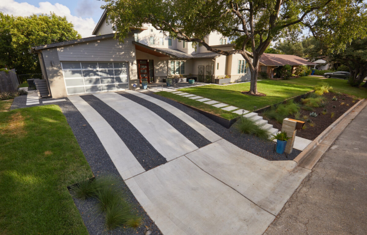 Modern concrete driveway installation in Cuyahoga Falls, OH