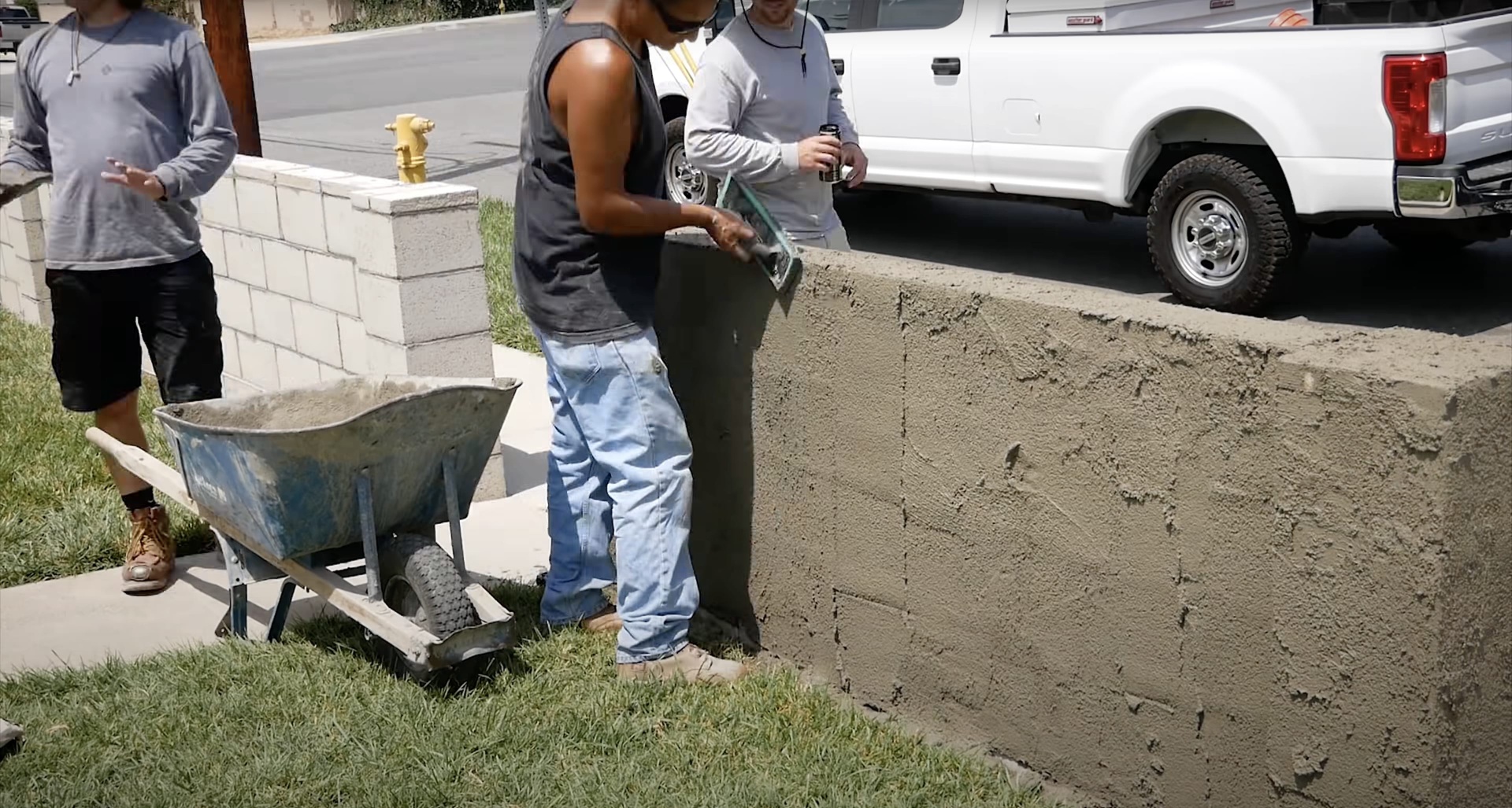 Concrete driveway repair and resurfacing work in progress